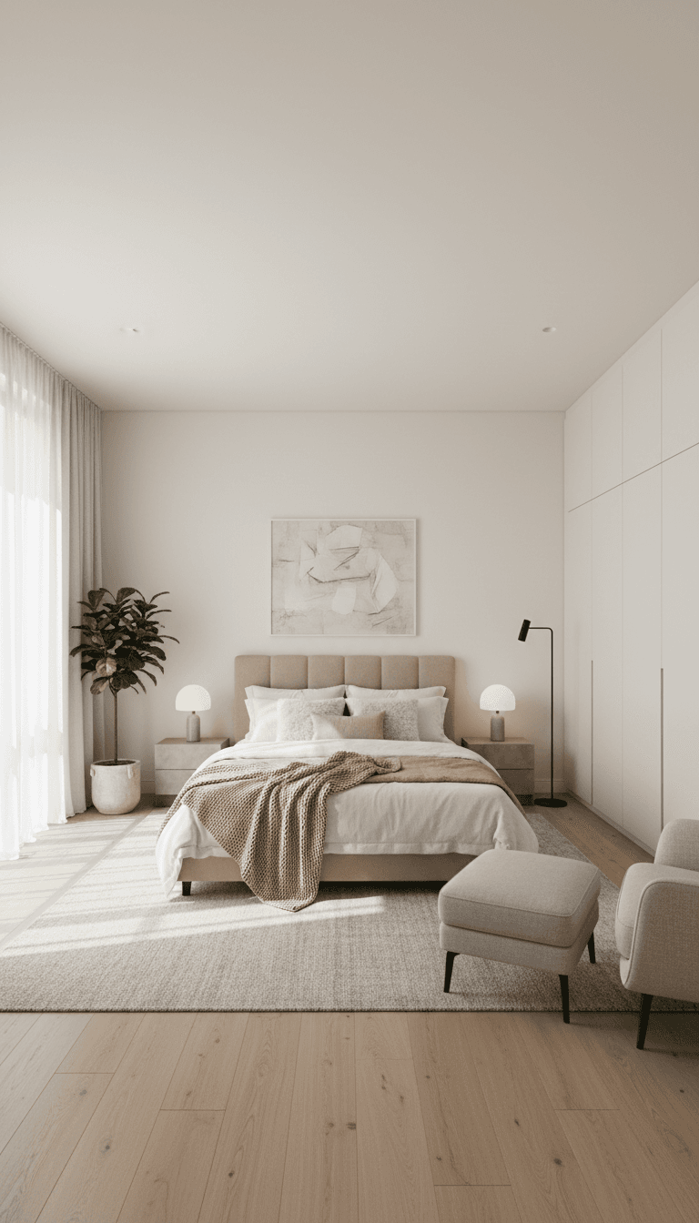 Well-lit residential bedroom