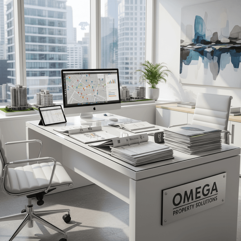 Professional property management office workspace