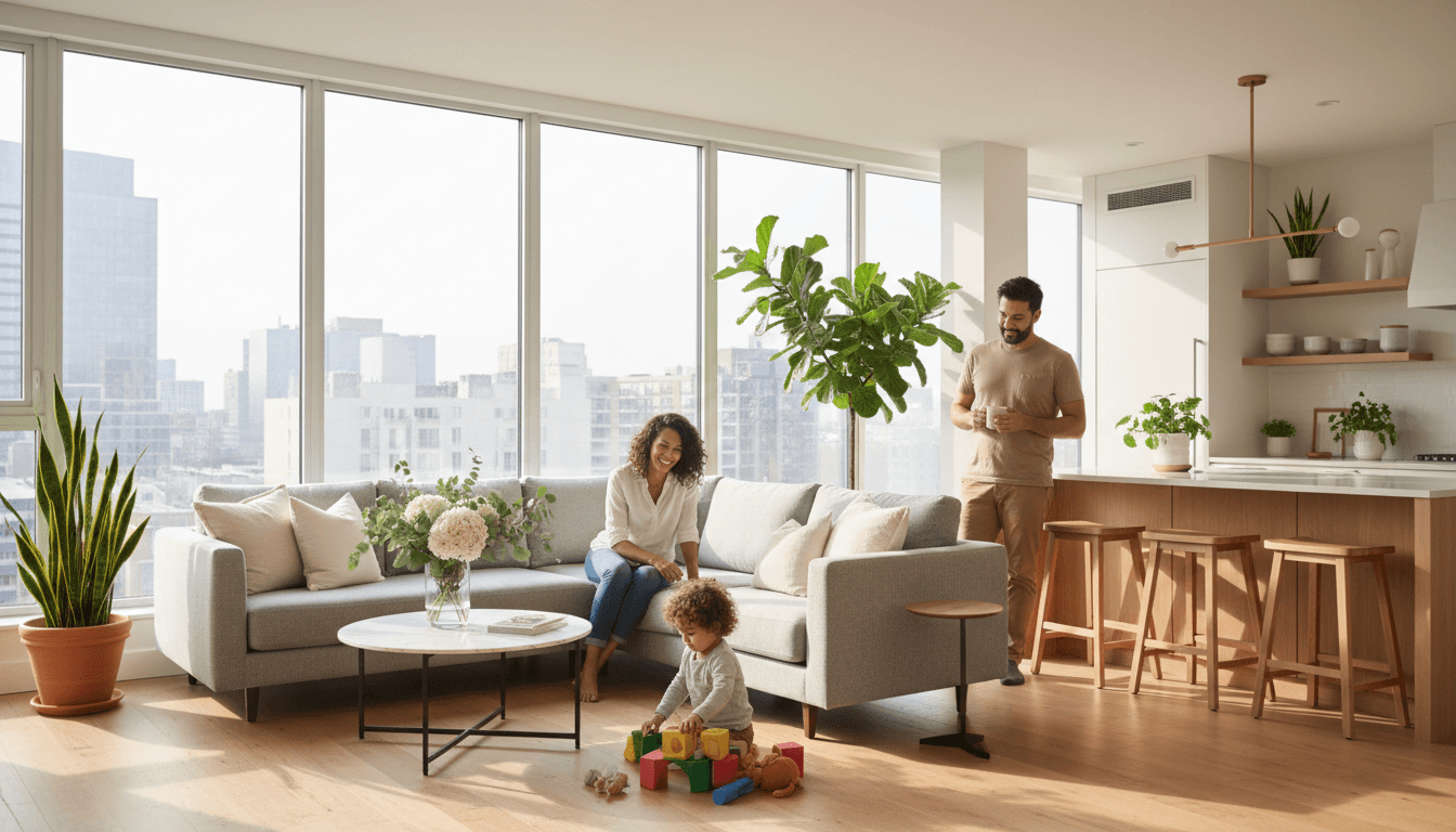 Modern apartment interior with natural light