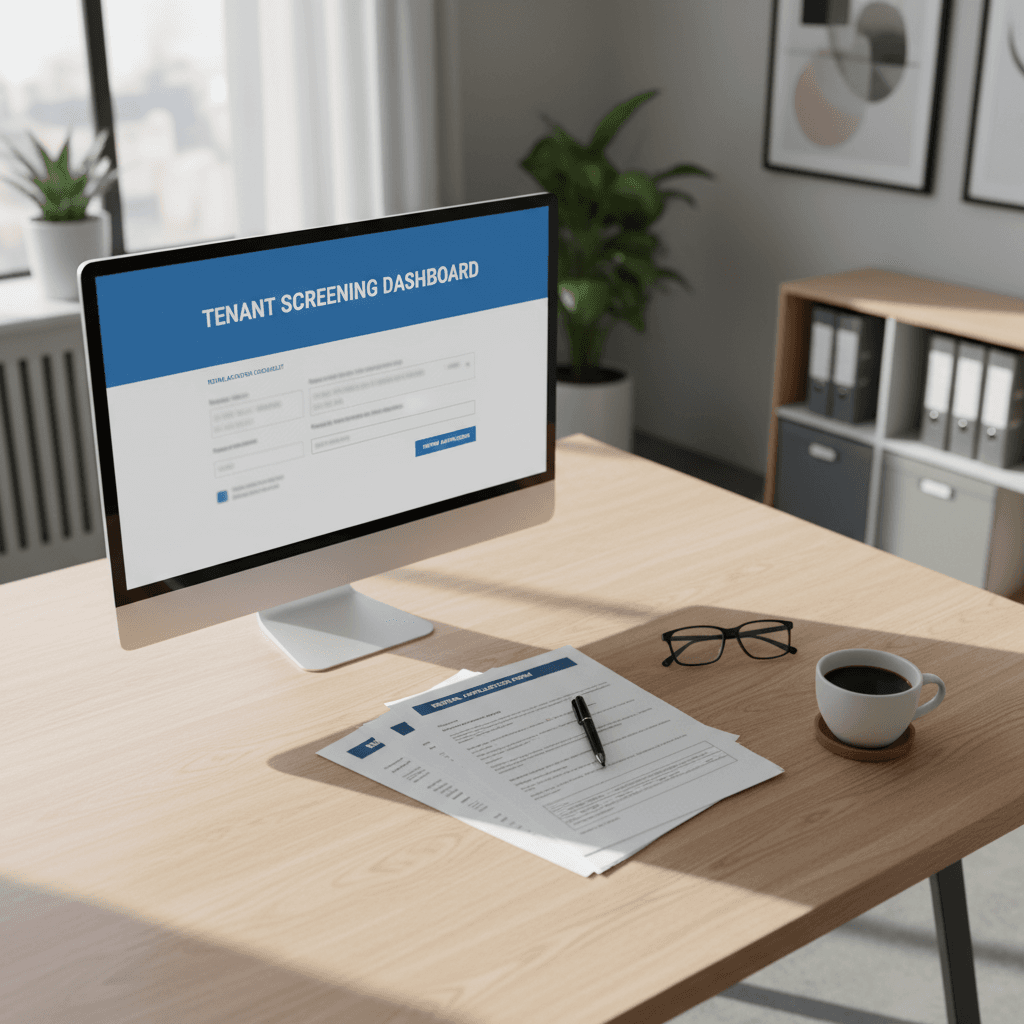 Professional property manager reviewing tenant applications